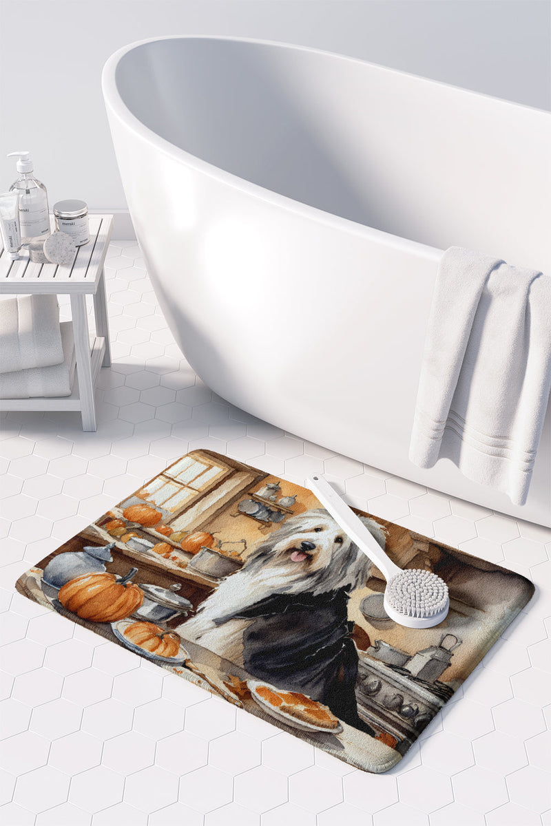 Bearded Collie Fall Kitchen Pumpkins Memory Foam Kitchen Mat