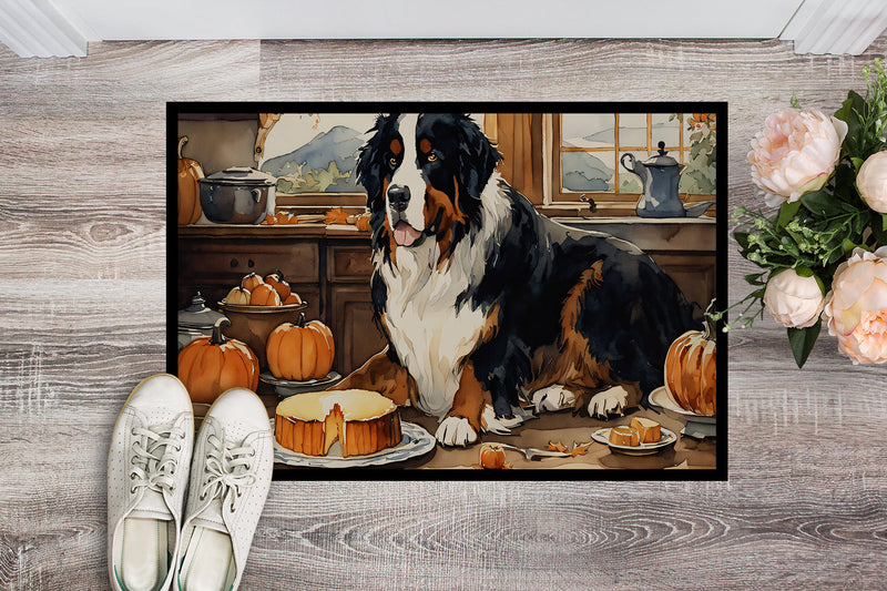 Bernese Mountain Dog Fall Kitchen Pumpkins Indoor or Outdoor Mat 24x36