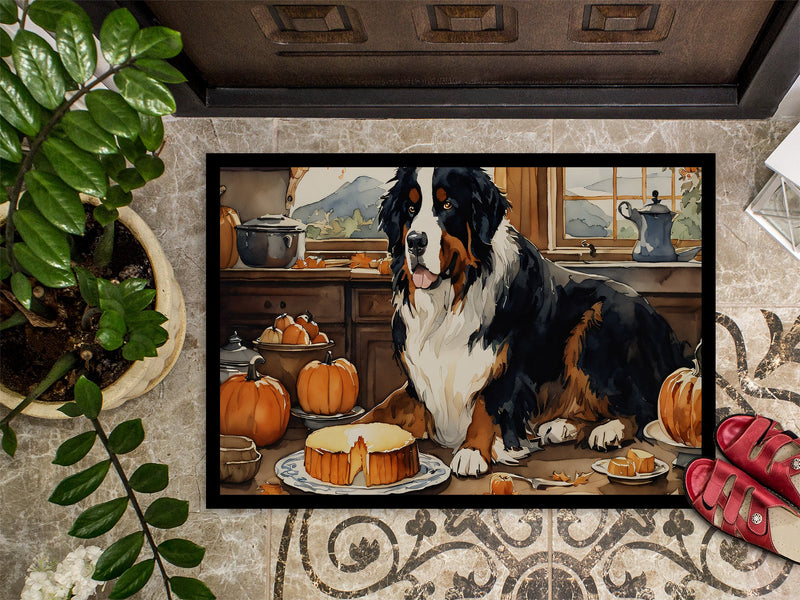 Bernese Mountain Dog Fall Kitchen Pumpkins Doormat 18x27