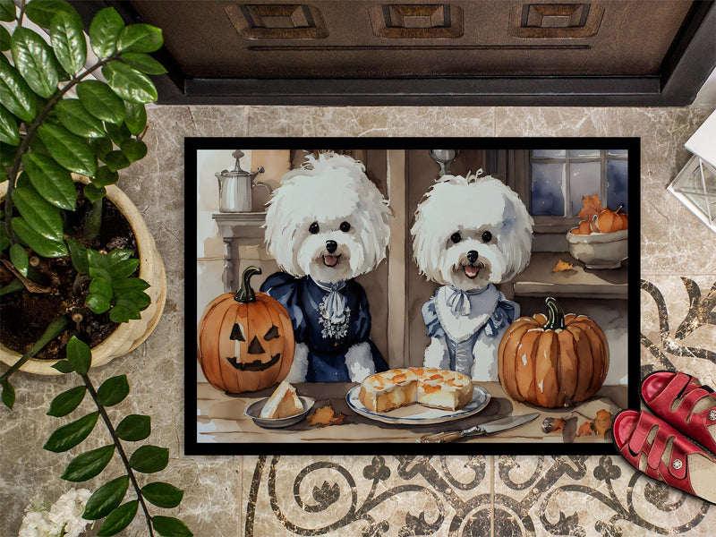 Bichon Frise Fall Kitchen Pumpkins Indoor or Outdoor Mat 24x36