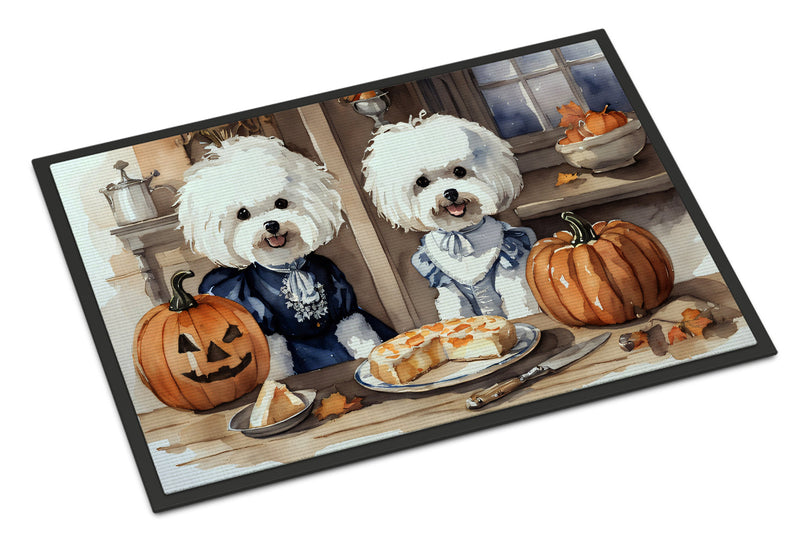 Bichon Frise Fall Kitchen Pumpkins Indoor or Outdoor Mat 24x36