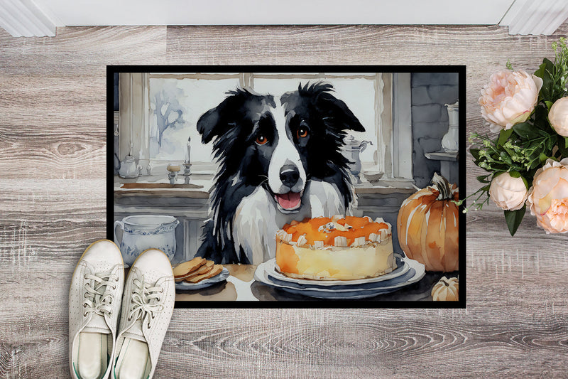 Border Collie Fall Kitchen Pumpkins Indoor or Outdoor Mat 24x36