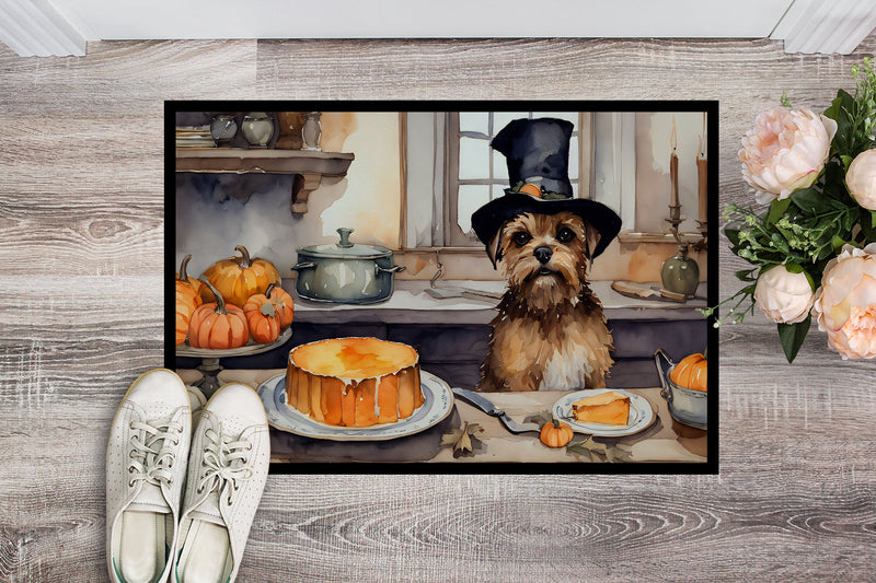 Border Terrier Fall Kitchen Pumpkins Indoor or Outdoor Mat 24x36