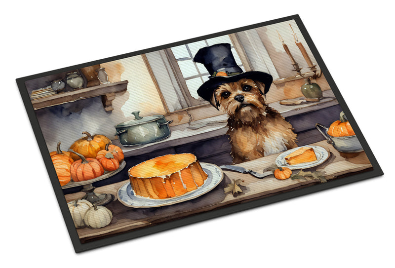 Border Terrier Fall Kitchen Pumpkins Indoor or Outdoor Mat 24x36