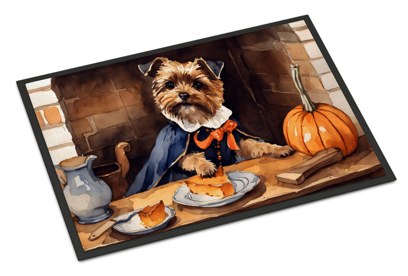 Border Terrier Fall Kitchen Pumpkins Indoor or Outdoor Mat 24x36