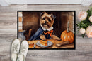 Border Terrier Fall Kitchen Pumpkins Doormat -  18x27 Decorative Floor Mat – Indoor/Outdoor Rug