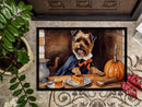 Border Terrier Fall Kitchen Pumpkins Doormat -  18x27 Decorative Floor Mat – Indoor/Outdoor Rug