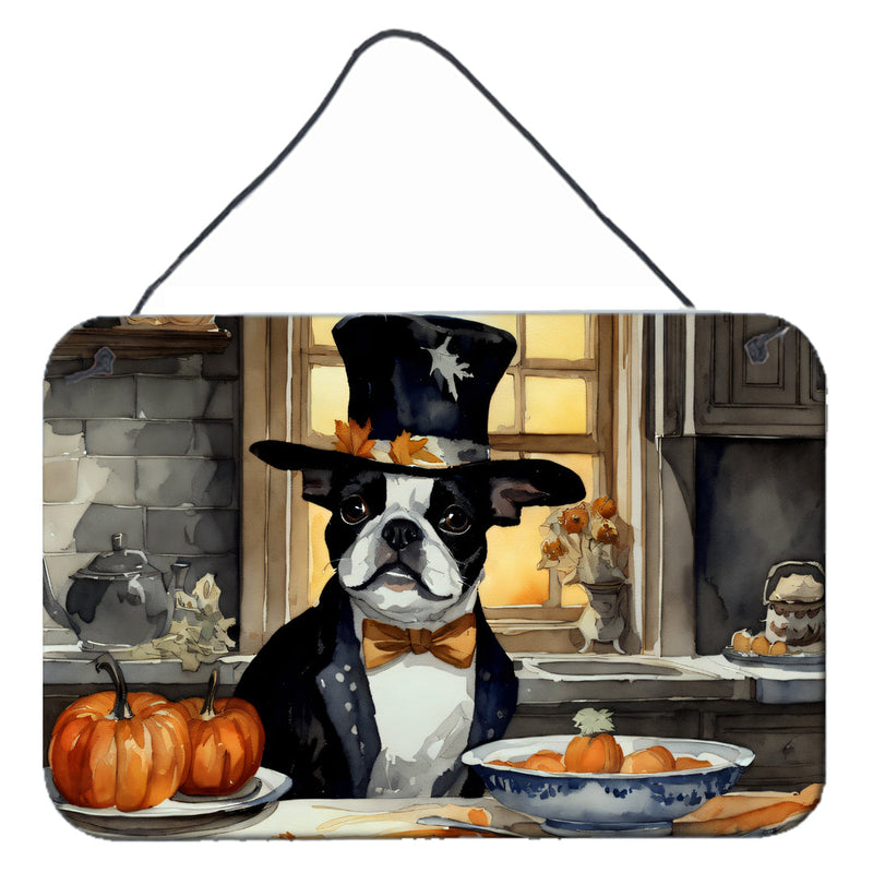 Boston Terrier Fall Kitchen Pumpkins Wall or Door Hanging Prints