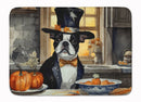 Boston Terrier Fall Kitchen Pumpkins Memory Foam Kitchen Mat