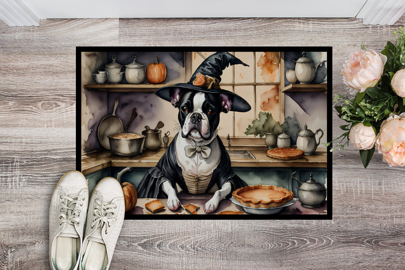 Boston Terrier Fall Kitchen Pumpkins Indoor or Outdoor Mat 24x36