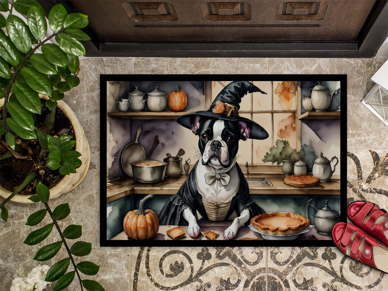 Boston Terrier Fall Kitchen Pumpkins Indoor or Outdoor Mat 24x36