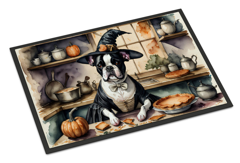 Boston Terrier Fall Kitchen Pumpkins Indoor or Outdoor Mat 24x36