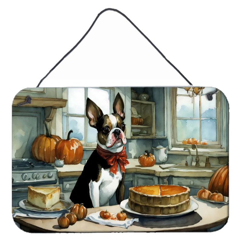 Boston Terrier Fall Kitchen Pumpkins Wall or Door Hanging Prints