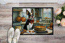 Boston Terrier Fall Kitchen Pumpkins Doormat -  18x27 Decorative Floor Mat – Indoor/Outdoor Rug