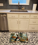 Boston Terrier Fall Kitchen Pumpkins Memory Foam Kitchen Mat