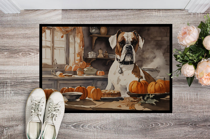 Boxer Fall Kitchen Pumpkins Indoor or Outdoor Mat 24x36