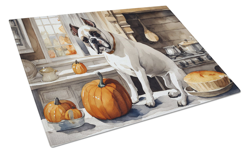 Boxer Fall Kitchen Pumpkins Glass Cutting Boards – Durable, Decorative Kitchen Art Large