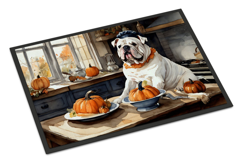 English Bulldog Fall Kitchen Pumpkins Doormat 18x27