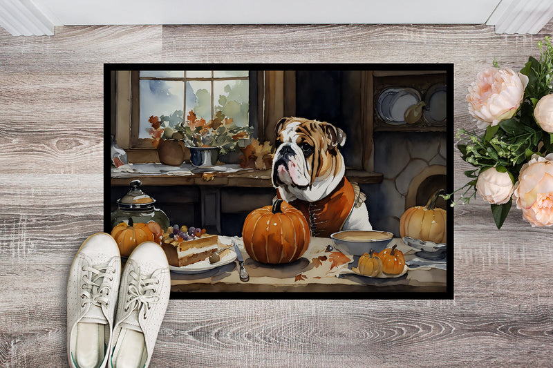 English Bulldog Fall Kitchen Pumpkins Indoor or Outdoor Mat 24x36