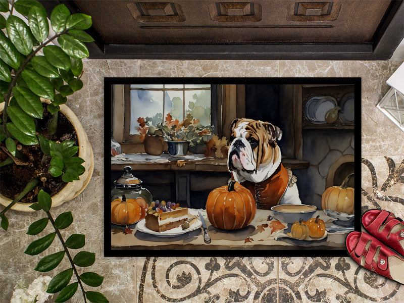 English Bulldog Fall Kitchen Pumpkins Indoor or Outdoor Mat 24x36