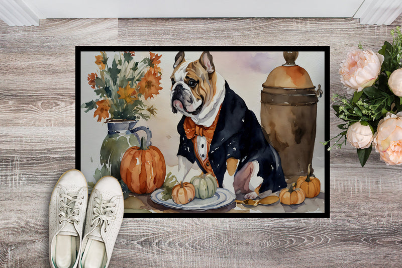 English Bulldog Fall Kitchen Pumpkins Indoor or Outdoor Mat 24x36