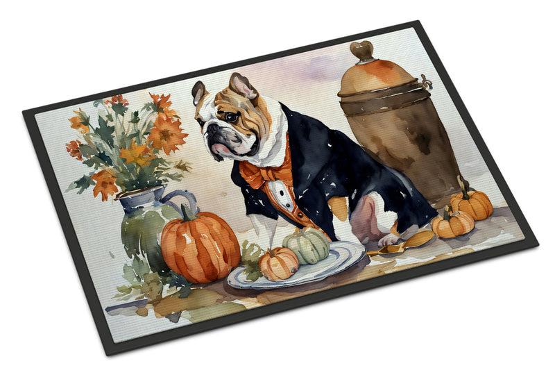 English Bulldog Fall Kitchen Pumpkins Indoor or Outdoor Mat 24x36