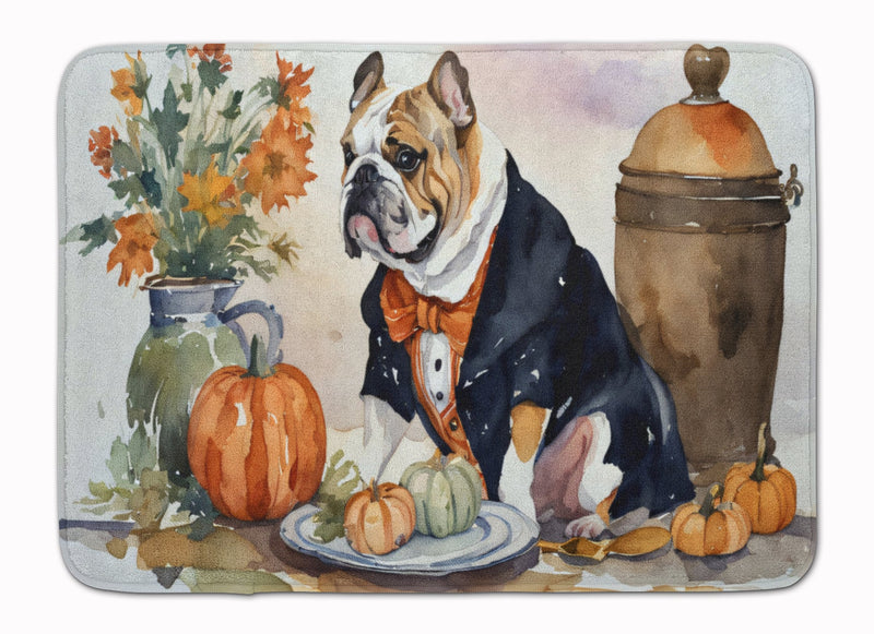 English Bulldog Fall Kitchen Pumpkins Memory Foam Kitchen Mat