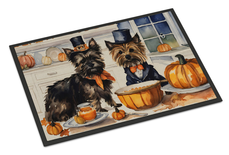 Cairn Terrier Fall Kitchen Pumpkins Indoor or Outdoor Mat 24x36