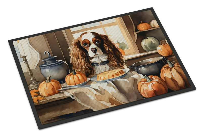 Cavalier Spaniel Fall Kitchen Pumpkins Indoor or Outdoor Mat 24x36