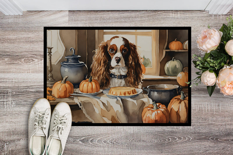 Cavalier Spaniel Fall Kitchen Pumpkins Doormat 18x27