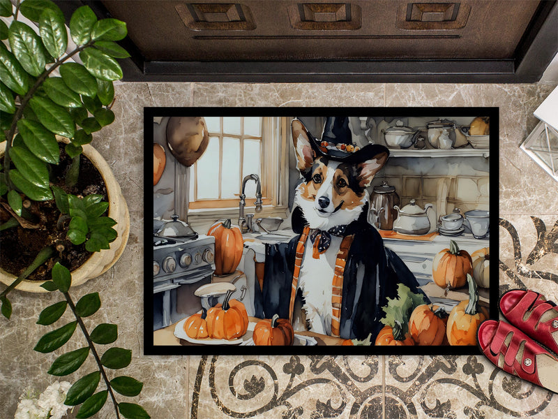 Corgi Fall Kitchen Pumpkins Doormat 18x27