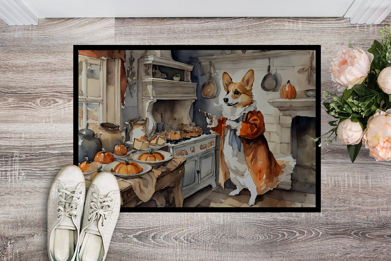 Corgi Fall Kitchen Pumpkins Doormat 18x27