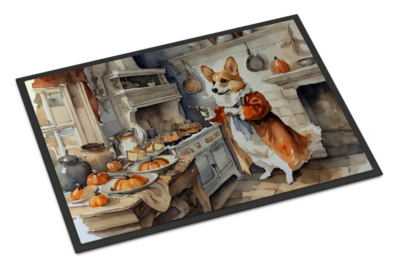 Corgi Fall Kitchen Pumpkins Doormat 18x27