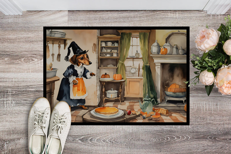 Dachshund Fall Kitchen Pumpkins Indoor or Outdoor Mat 24x36