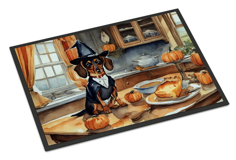 Dachshund Fall Kitchen Pumpkins Indoor or Outdoor Mat 24x36