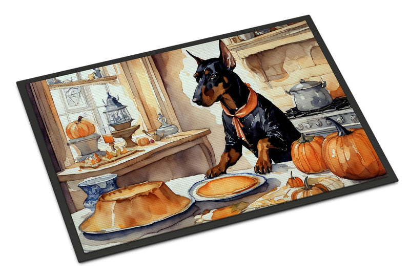 Doberman Pinscher Fall Kitchen Pumpkins Indoor or Outdoor Mat 24x36