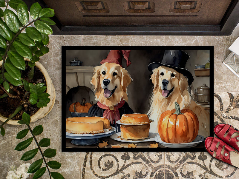 Golden Retriever Fall Kitchen Pumpkins Indoor or Outdoor Mat 24x36