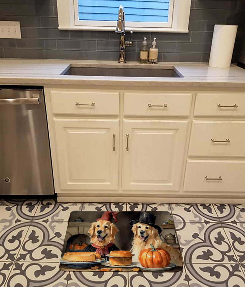 Golden Retriever Fall Kitchen Pumpkins Memory Foam Kitchen Mat