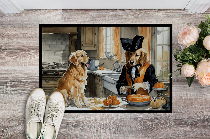 Golden Retriever Fall Kitchen Pumpkins Indoor or Outdoor Mat 24x36