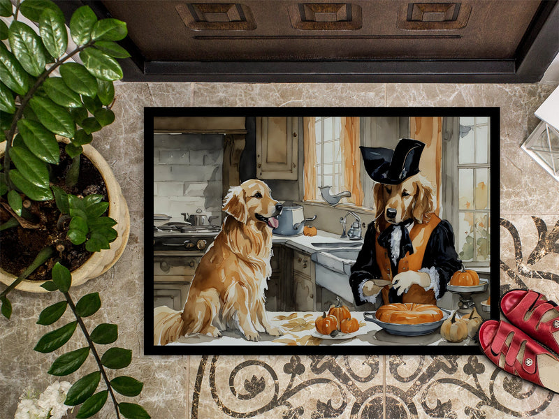 Golden Retriever Fall Kitchen Pumpkins Indoor or Outdoor Mat 24x36