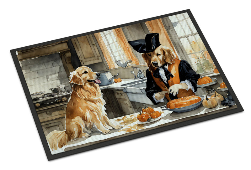 Golden Retriever Fall Kitchen Pumpkins Indoor or Outdoor Mat 24x36