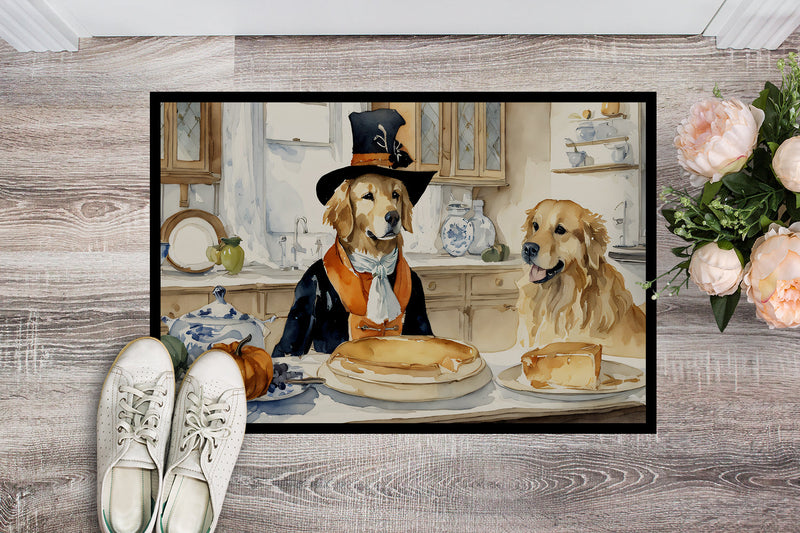 Golden Retriever Fall Kitchen Pumpkins Indoor or Outdoor Mat 24x36