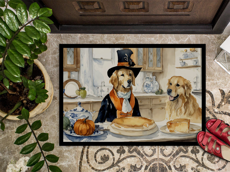 Golden Retriever Fall Kitchen Pumpkins Indoor or Outdoor Mat 24x36