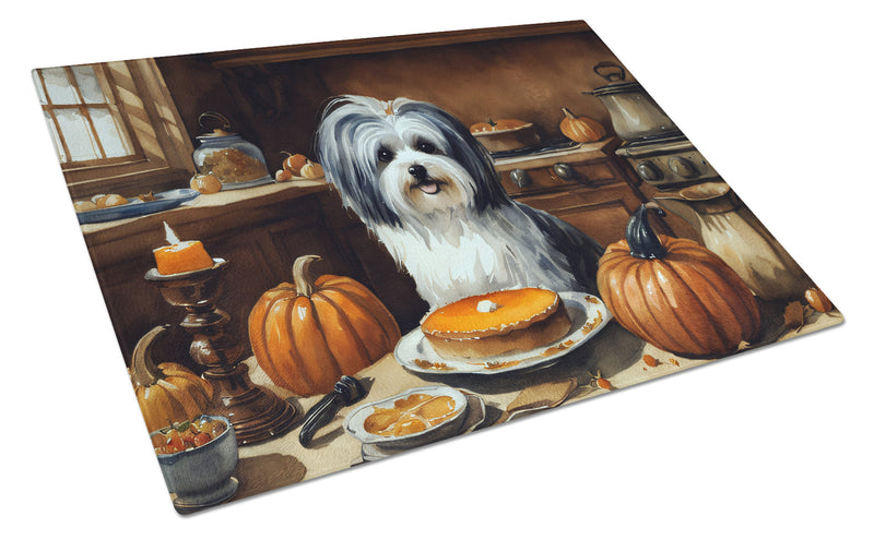 Havanese Fall Kitchen Pumpkins Glass Cutting Boards – Durable, Decorative Kitchen Art Large