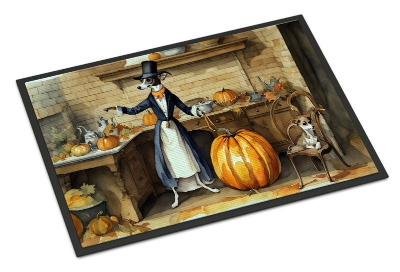 Italian Greyhound Fall Kitchen Pumpkins Indoor or Outdoor Mat 24x36