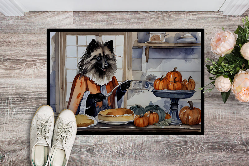 Keeshond Fall Kitchen Pumpkins Indoor or Outdoor Mat 24x36