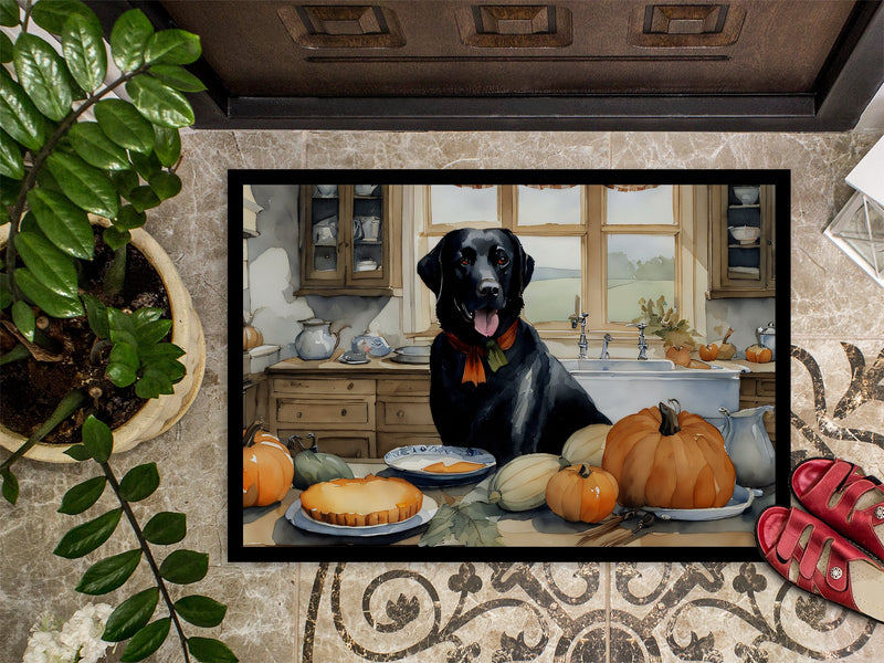 Black Lab Fall Kitchen Pumpkins Doormat 18x27