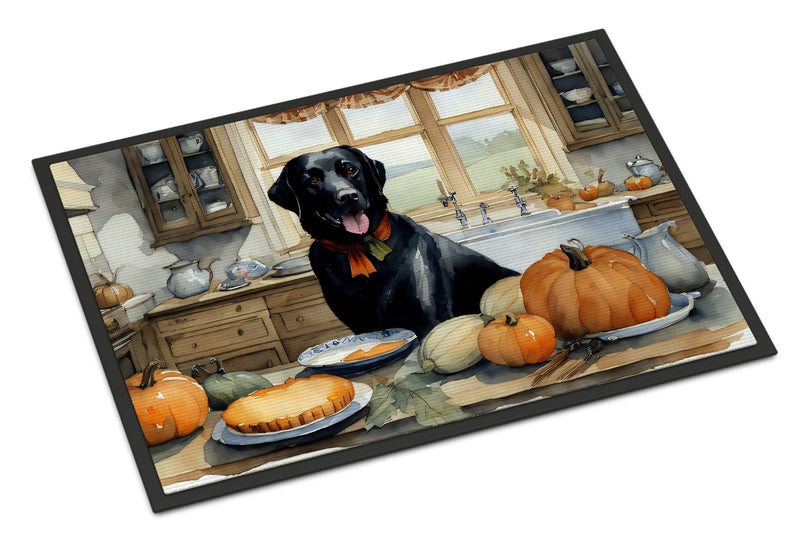 Black Lab Fall Kitchen Pumpkins Doormat 18x27