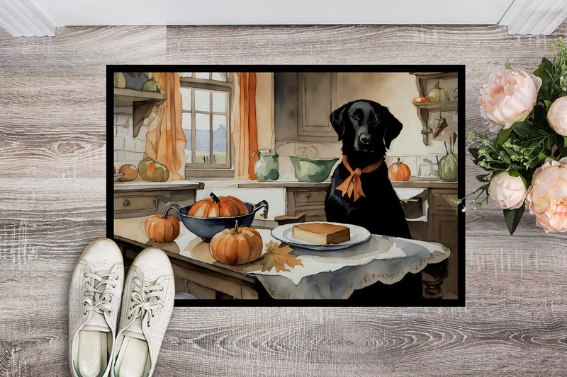 Black Lab Fall Kitchen Pumpkins Doormat 18x27