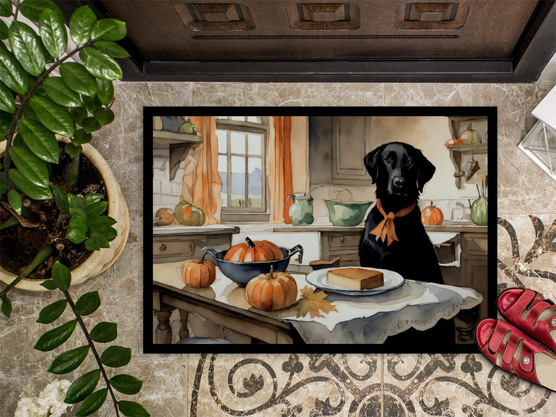 Black Lab Fall Kitchen Pumpkins Doormat 18x27